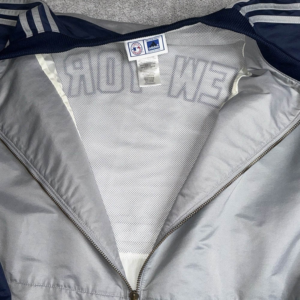 Adidas New York Yankees Jacket XXL Navy Blue Gray Full Zip 3 Stripes Logo - Picture 7 of 11